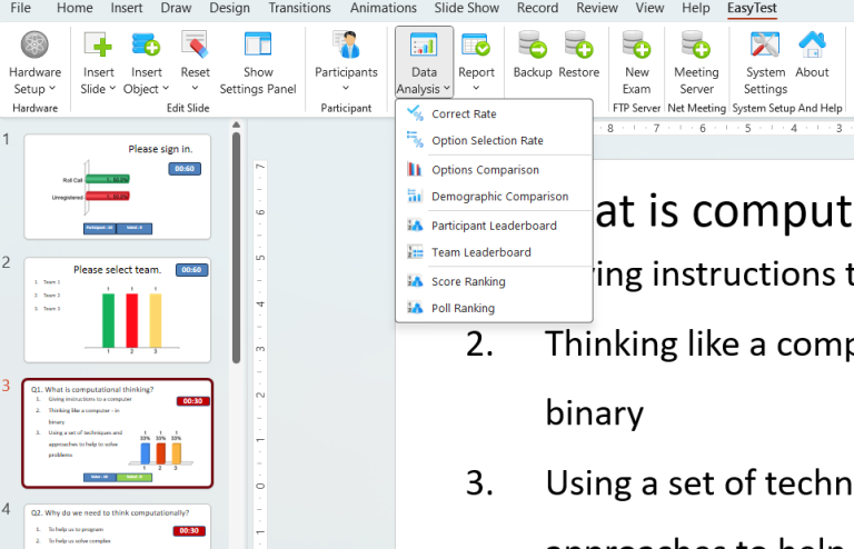 Data Analysis Options